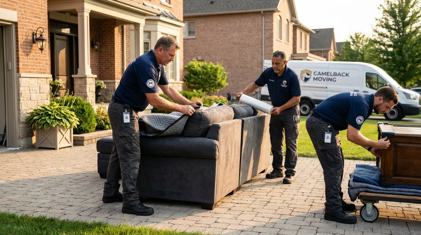 Large estate moving crew wrapping furniture in Hermiston, OR